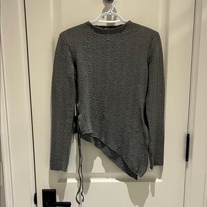 Gray Asymmetrical Long Sleeve Top